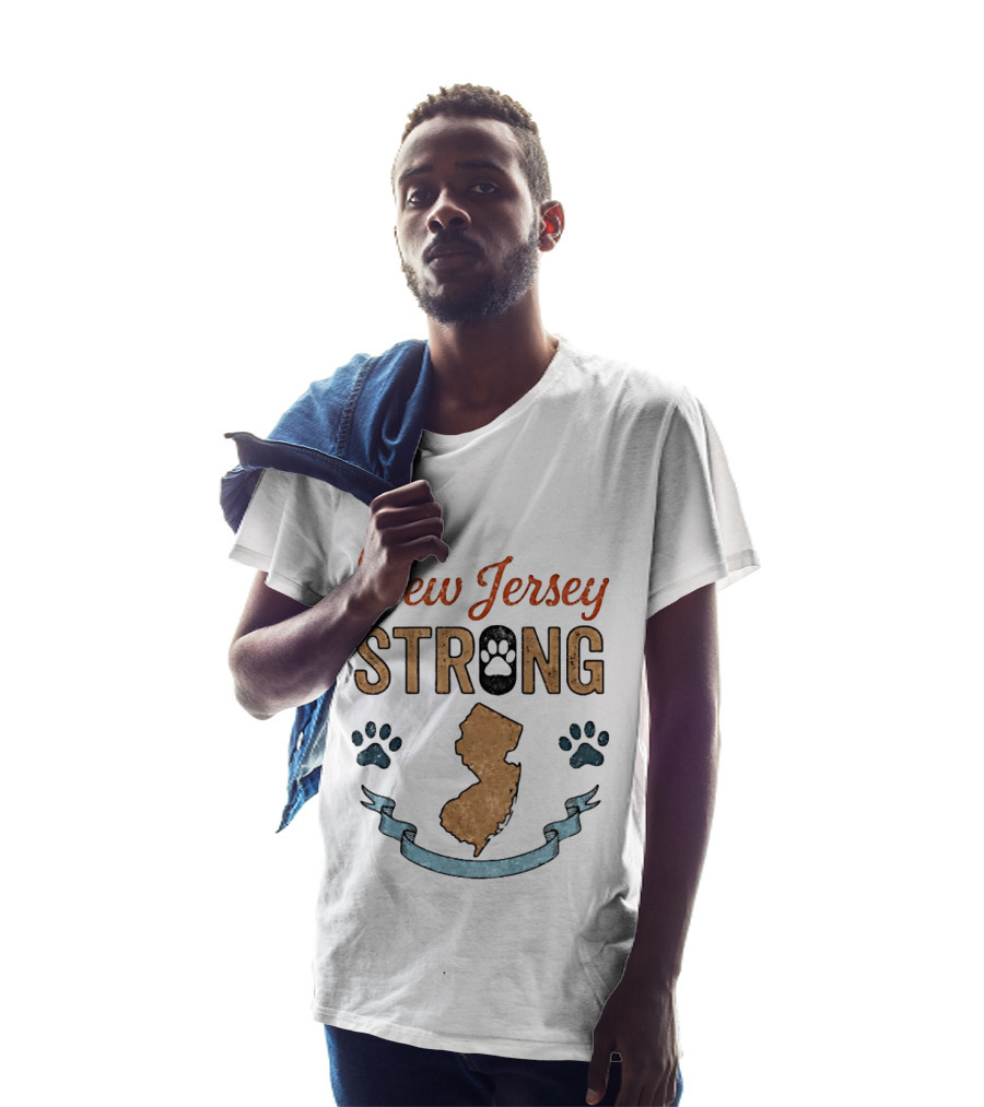 New Jersey Strong Standwithoscar Paw Print State Pride T-Shirt