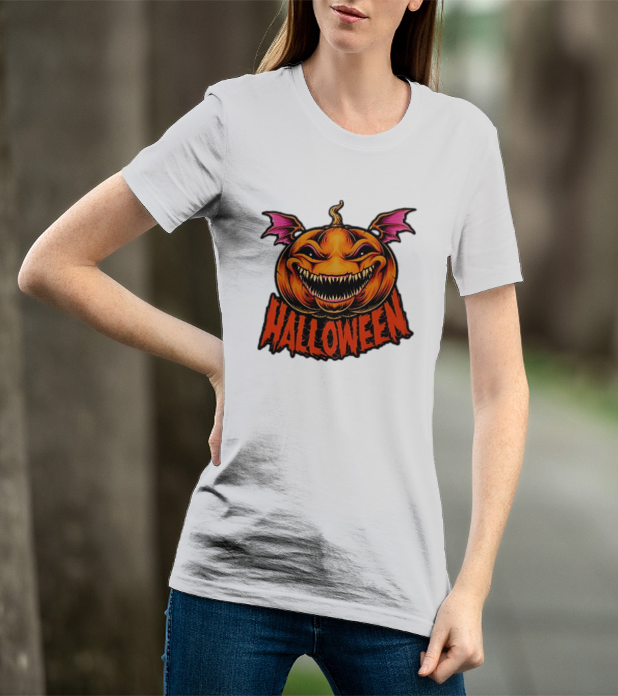 Halloween Bat Winged Jack O' Lantern Pumpkin T-Shirt