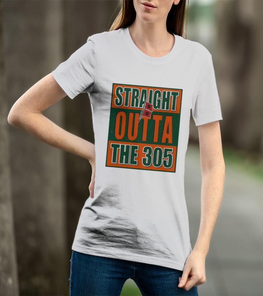 Straight Outta The 305 Miami Hurricane Spirit Flag T-Shirt