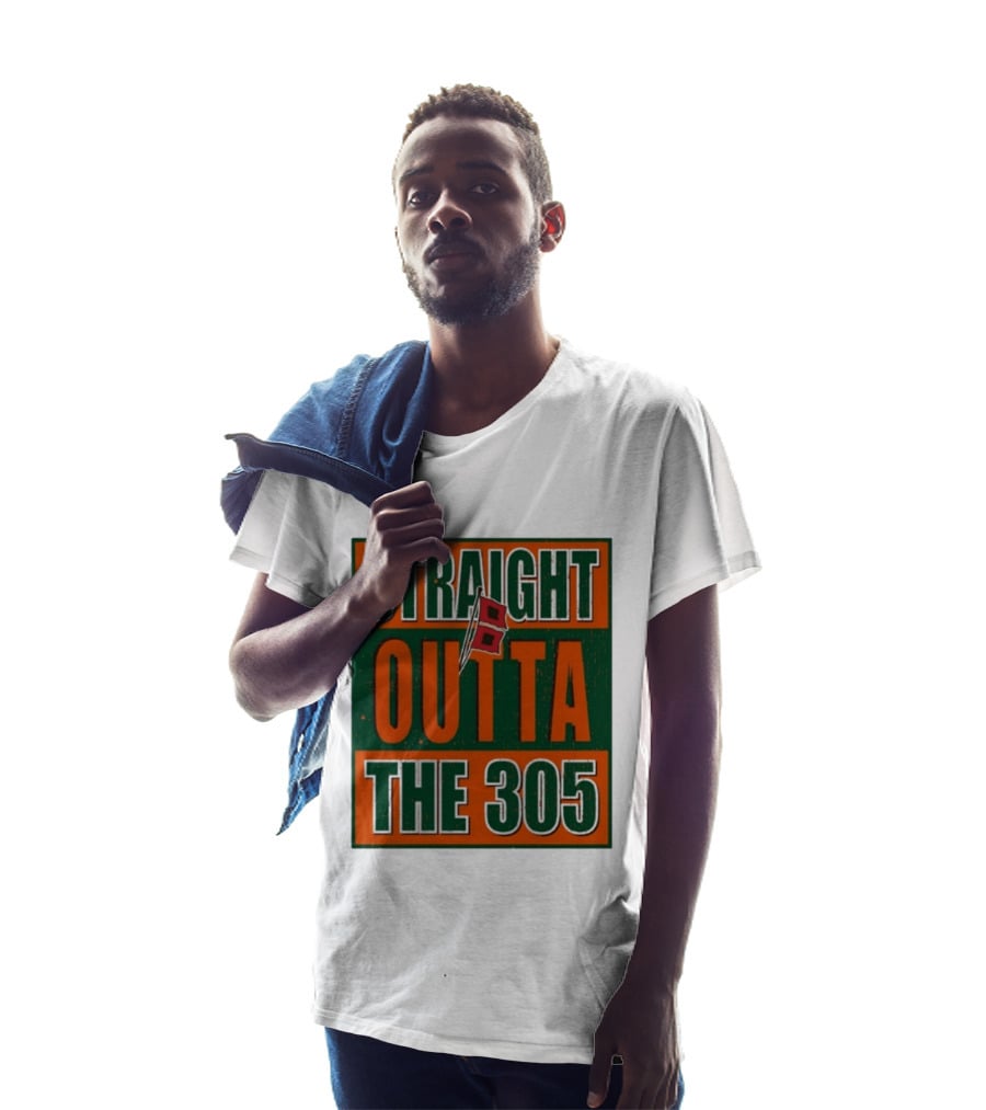 Straight Outta The 305 Miami Hurricane Spirit Flag T-Shirt