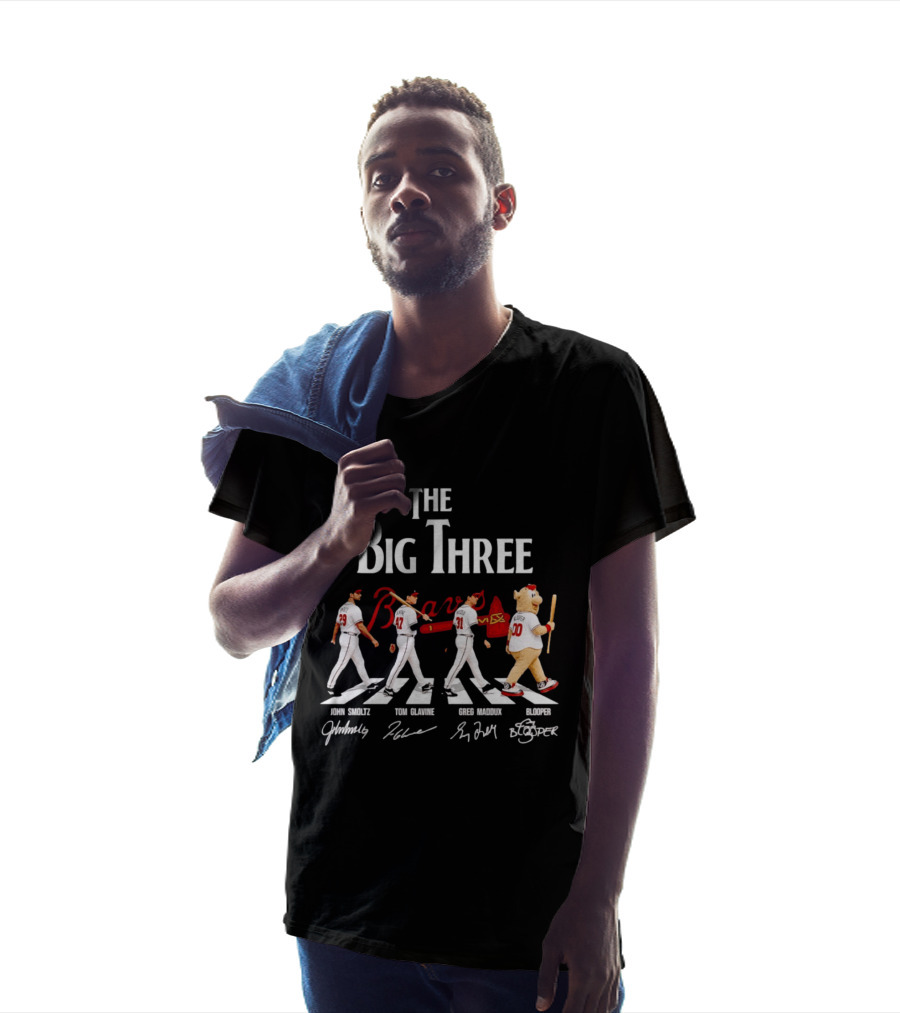 Atlanta Braves The Big Three John Smoltz Tom Glavine Greg Maddux Blooper T-Shirt