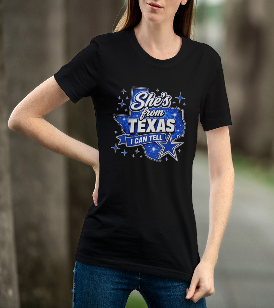 She's From Texas I Can Tell Star Blue Texas T-Shirt