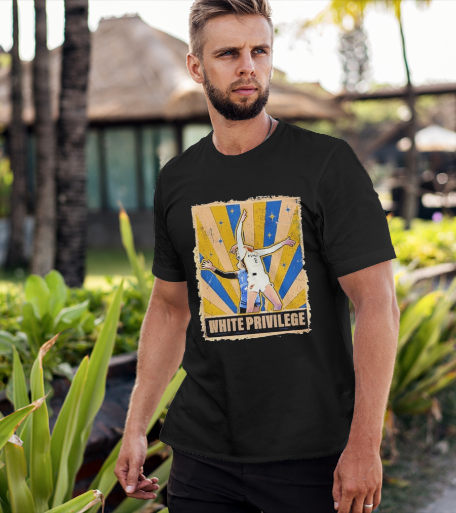 White Privilege Basketball Collision Moment Blue Yellow Starburst T-Shirt