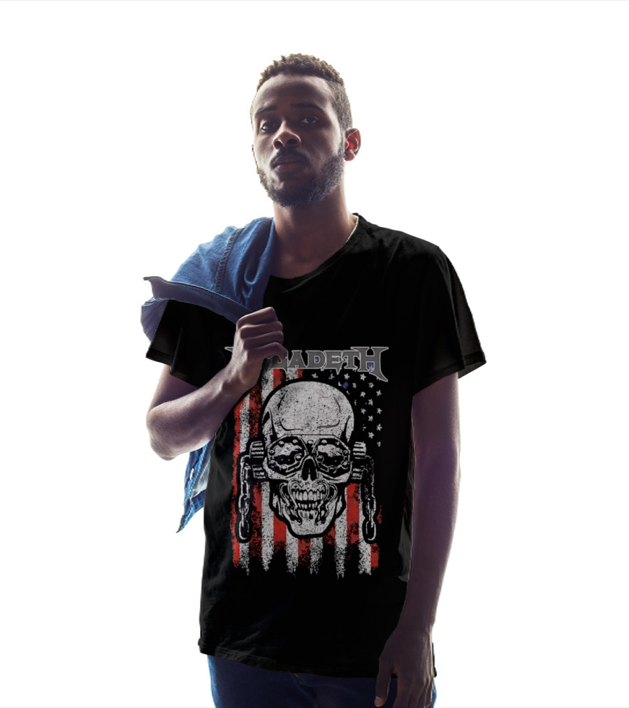 Megadeth American Flag Skull Distressed Chain T-Shirt