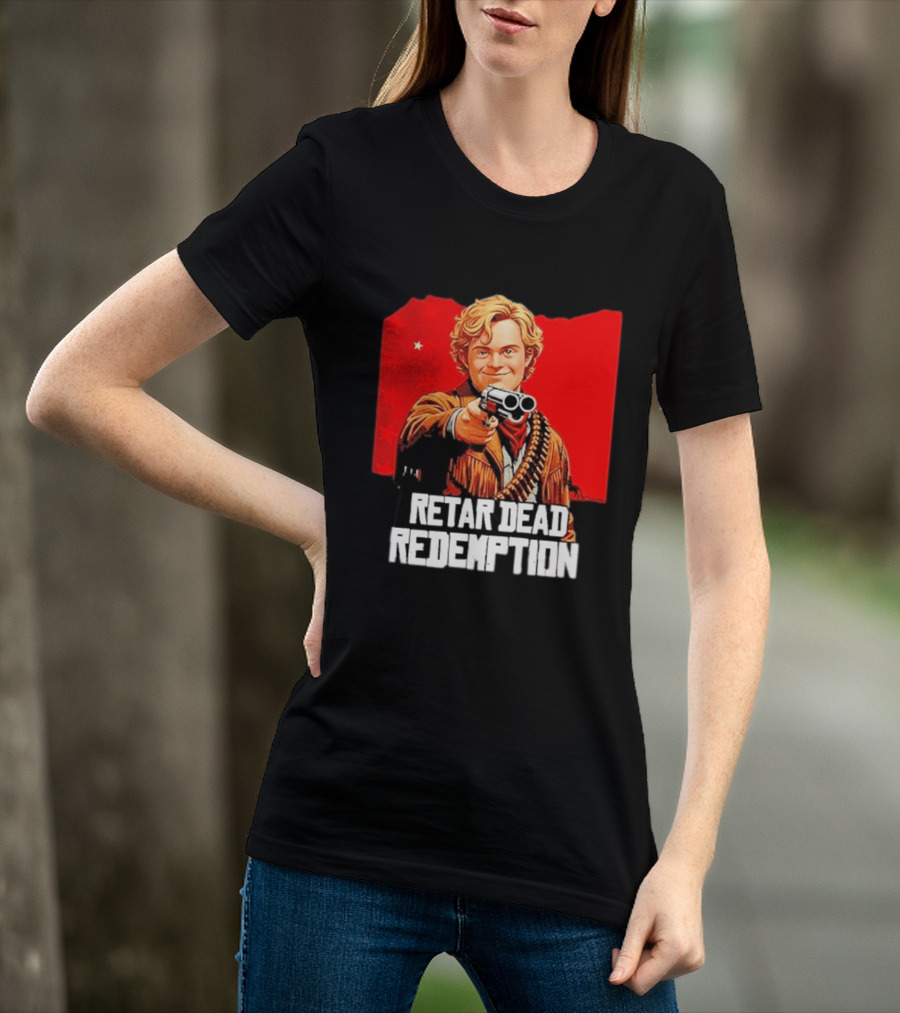 Retar Dead Redemption Western Cowboy And Revolver T-Shirt