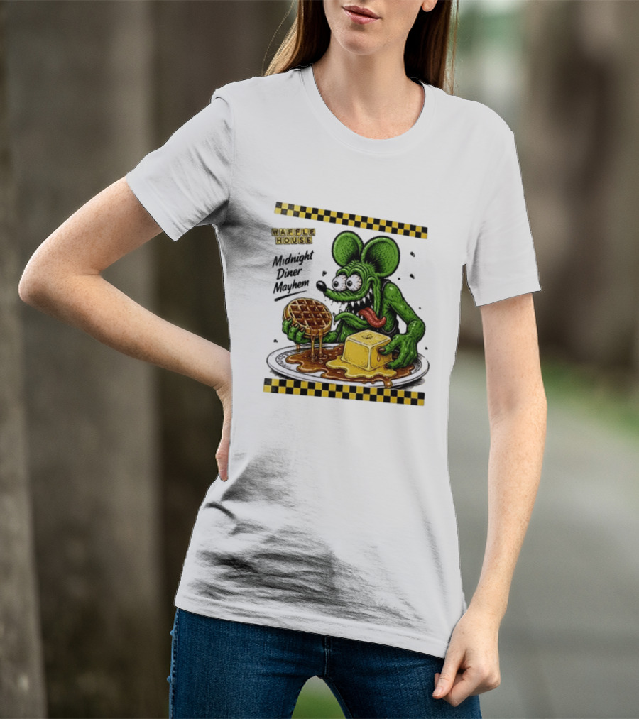 Rat Fink Waffle House Midnight Diner Mayhem Stay Golden T-Shirt