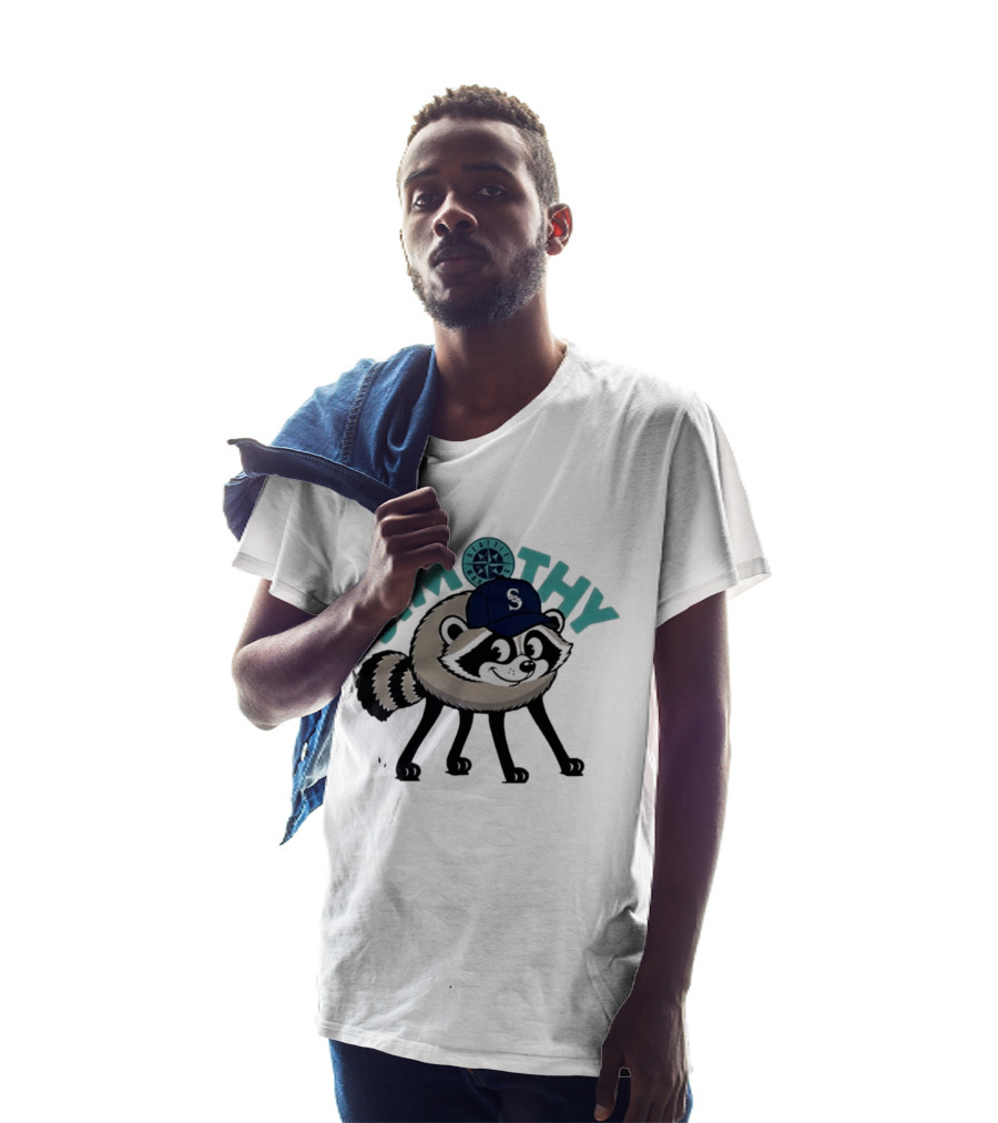 Seattle Mariners Jimothy Raccoon Character With Team Cap And Compass T-Shirt
