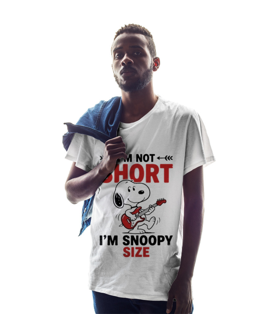 Snoopy Beagle Cartoon I'm Not Short I'm Snoopy Size Guitar Music T-Shirt
