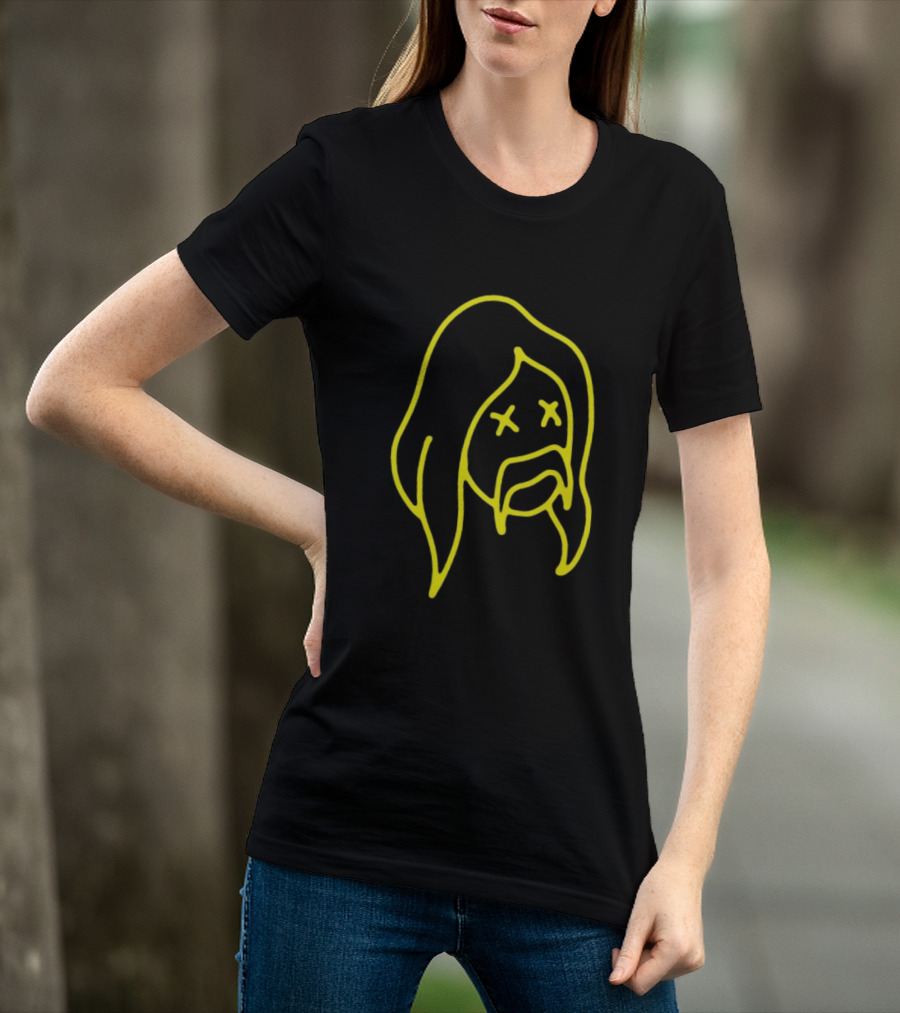 Austin Meade Store Blackout Black Neon Yellow Face Lines T-Shirt