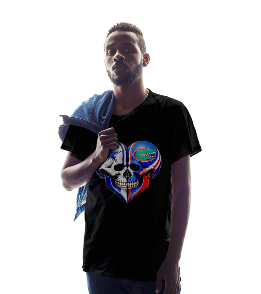 Dallas Cowboys Florida Gators Heart Skull T-Shirt