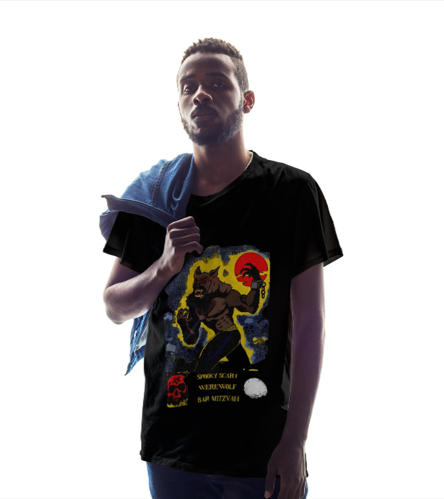 Spooky Scary Werewolf Bar Mitzvah Moonlight Night Zaidi.com T-Shirt