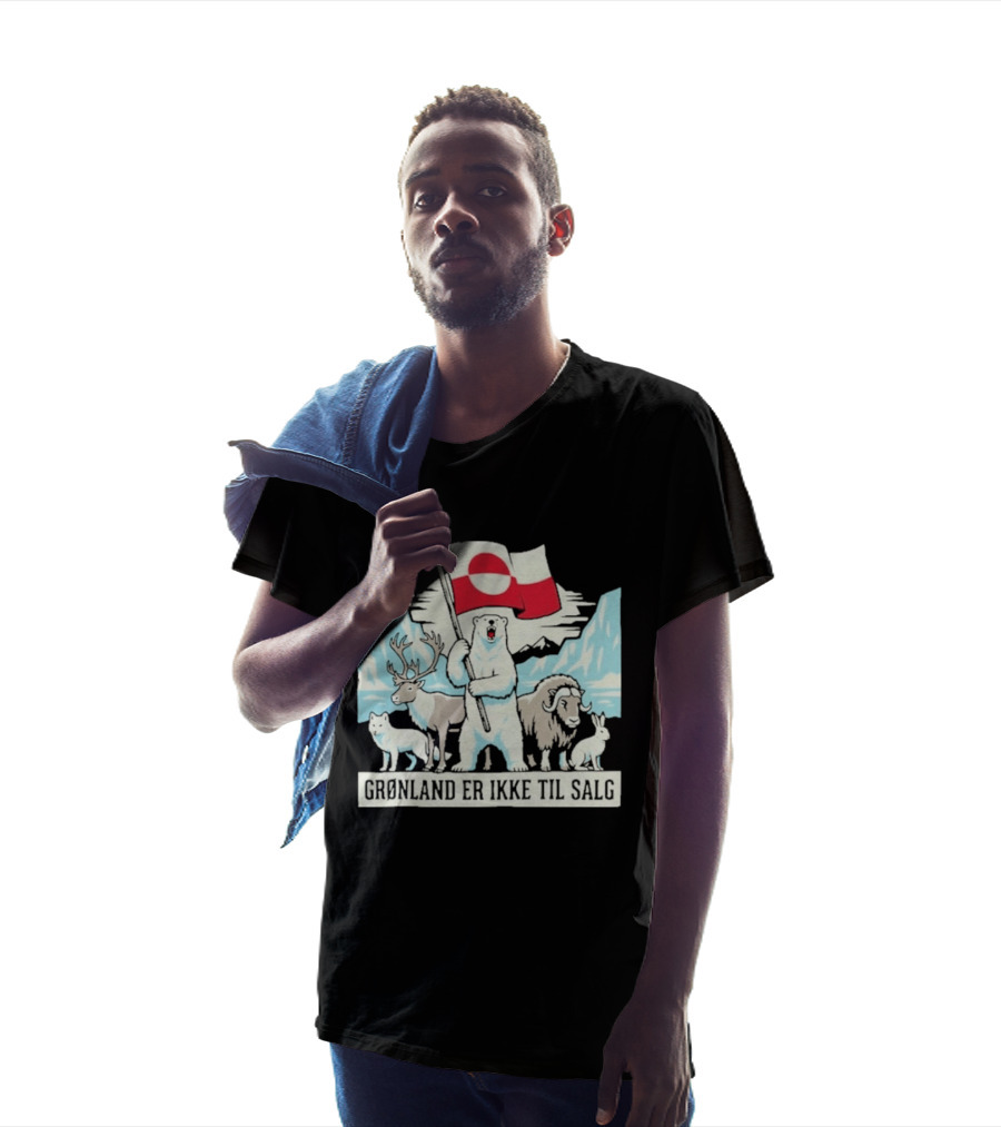 Grønland Er Ikke Til Salg Polar Bear Flag Reindeer Musk Ox Arctic Wildlife T-Shirt