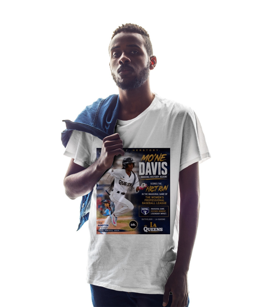 Mo'ne Davis First Run Inaugural Women's Professional Baseball League LA Queens Hampton History T-Shirt