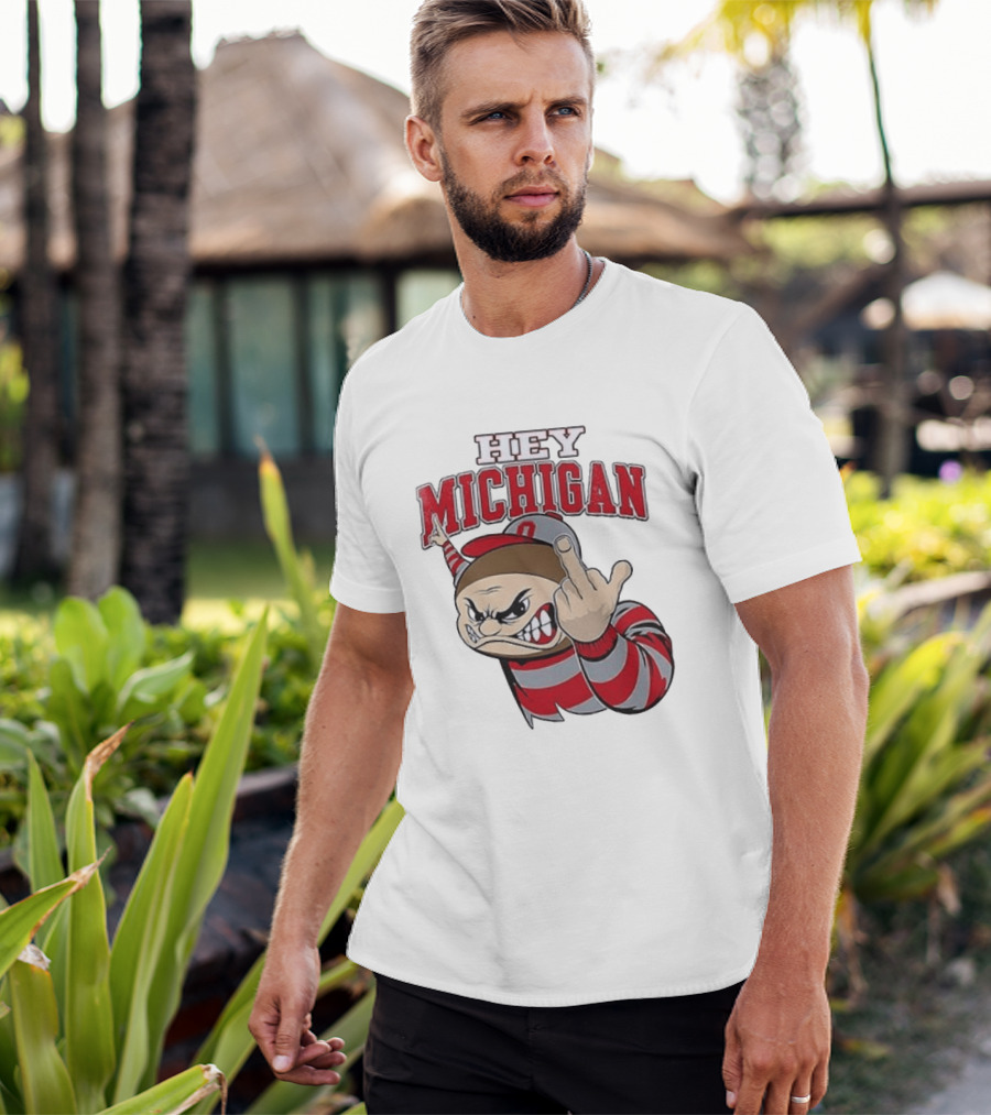 Ohio State Buckeyes Hey Michigan Middle Finger T-Shirt