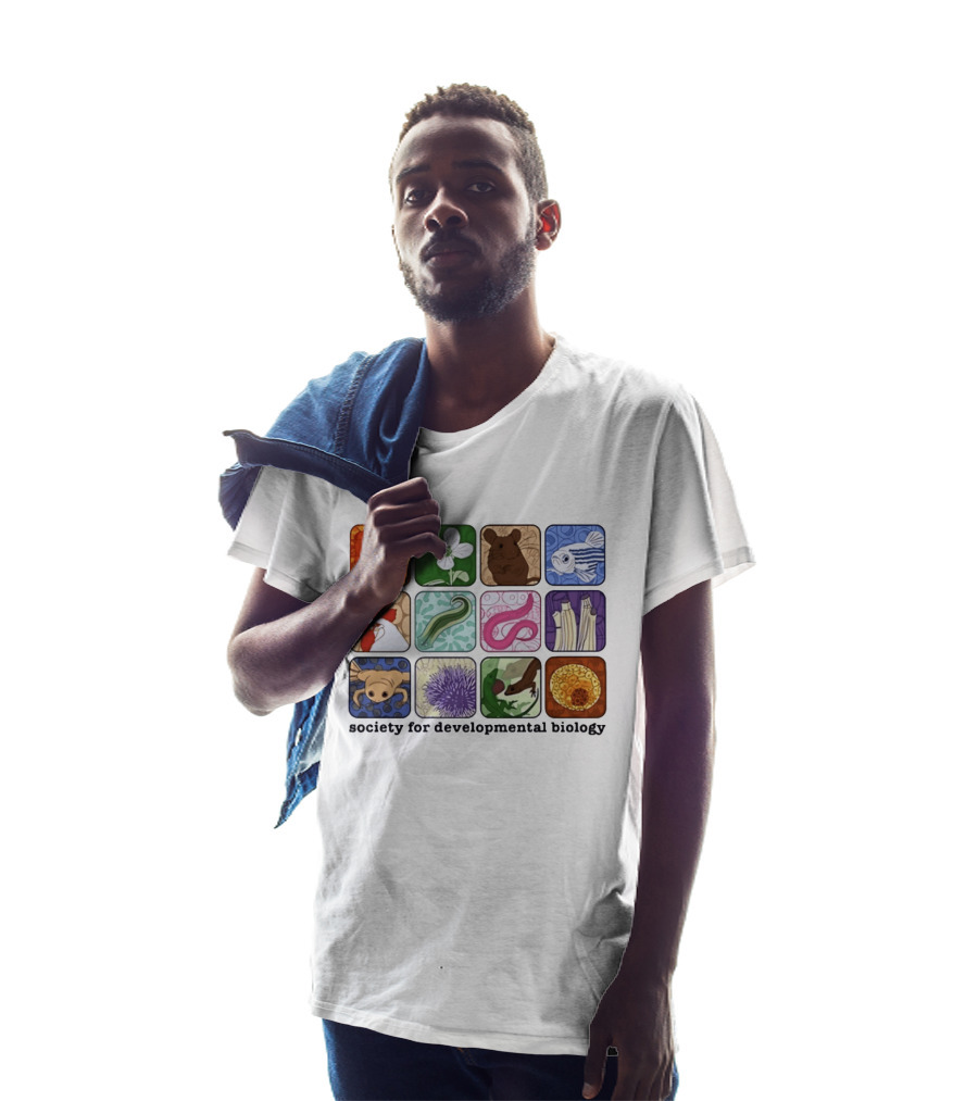 Society For Developmental Biology Model Organisms Collage Fly Plant Mouse Fish Chicken Worm Frog Plant Embryo Egg Cell T-Shirt