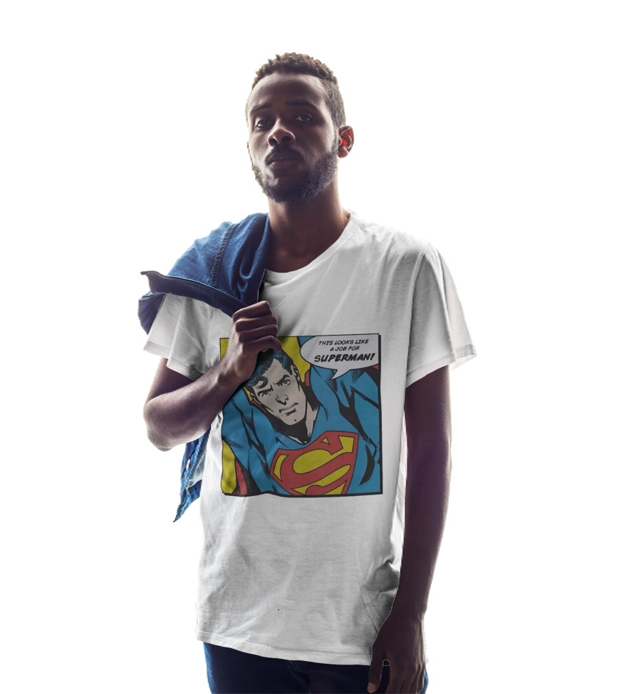This Looks Like A Job For Superman Comic Panel Classic Superman Heroic Pose T-Shirt