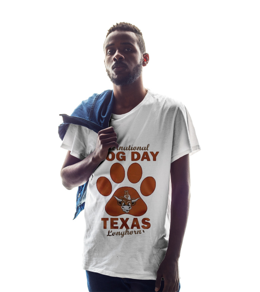 International Dog Day Texas Longhorns Paw Print T-Shirt