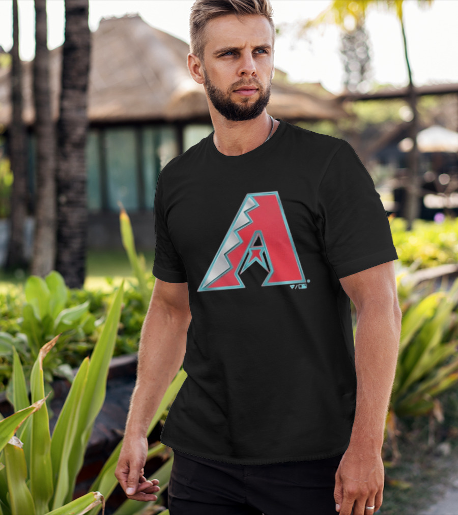 Arizona Diamondbacks Women's Metallic A Logo Red And Silver T-Shirt