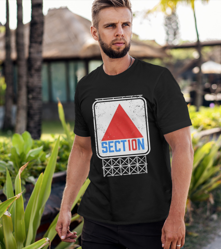Section 10 Distressed Red Triangle Sign Retro Look S10 T-Shirt