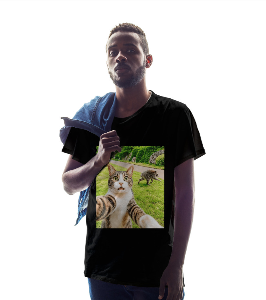 Tabby Cat Selfie With Jimothy Raccoon 2026 Seattle Legend Meme T-Shirt