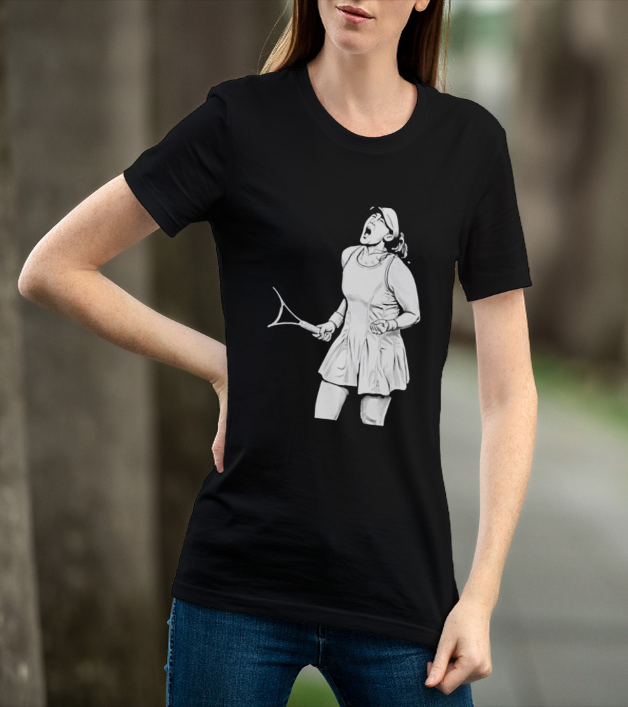 Tennis Player Celebrating Victory Power Grit Determination Black T-Shirt