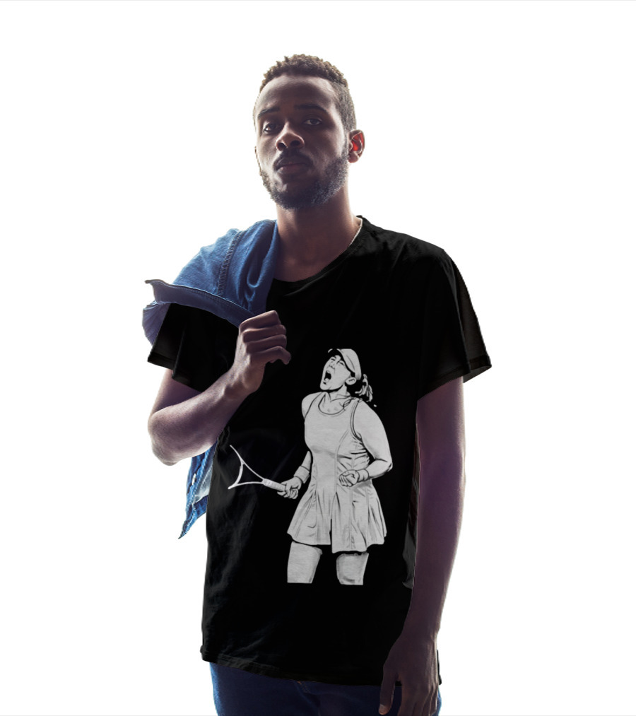 Tennis Player Celebrating Victory Power Grit Determination Black T-Shirt