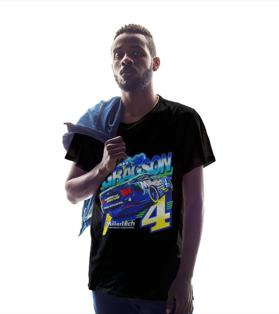 Noah Gragson Millertech Performance Lithium Batteries No 4 Ford Racing Powering Your Adventure T-Shirt