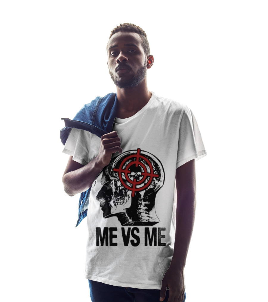 Get A Real Job Kid Store Me Vs Me White Target Head T-Shirt
