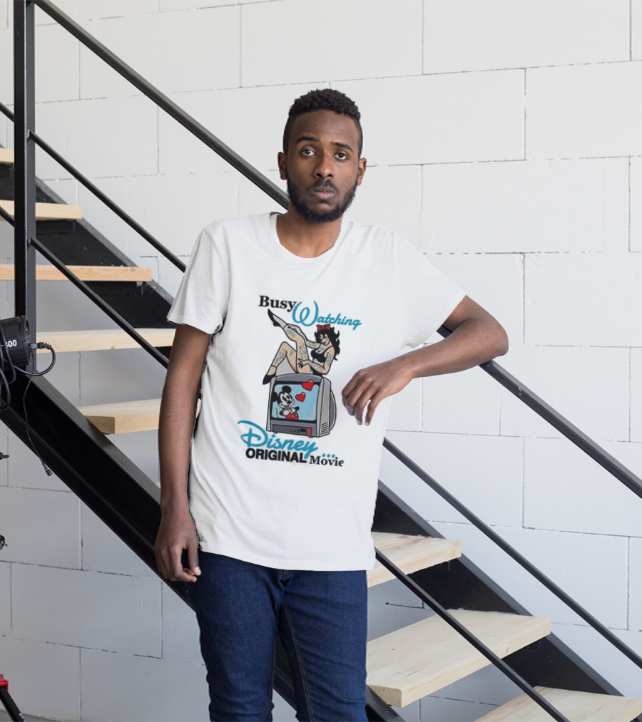 Busy Ing Disney Original Movie Retro Style With Mickey TV And Pin Up T-Shirt