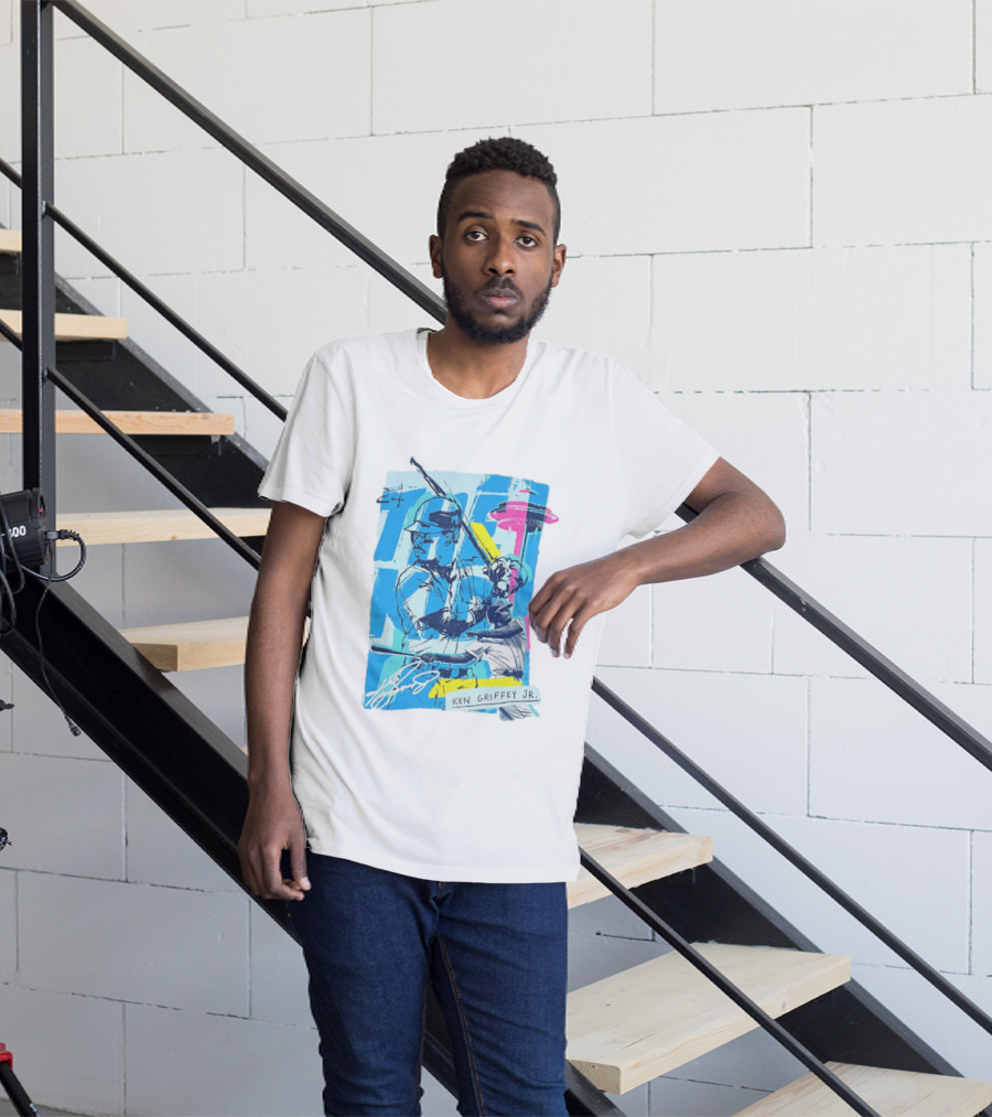 Ken Griffey Jr 24 Seattle Mariners Vintage Baseball Art Player Signature T-Shirt