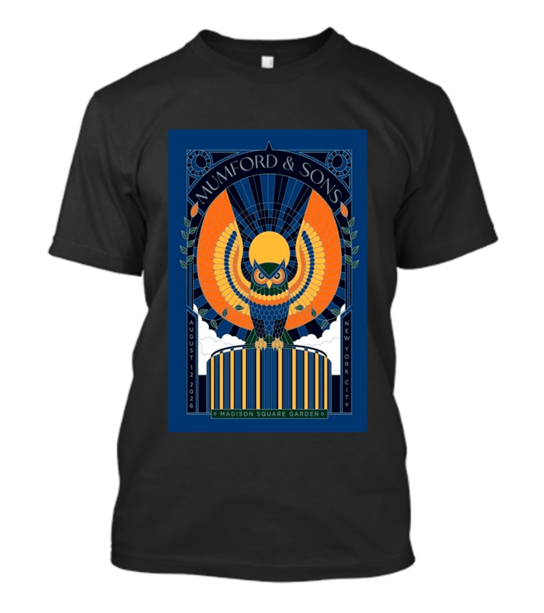 Mumford & Sons New York City August 12 2026 Madison Square Garden Owl T-Shirt