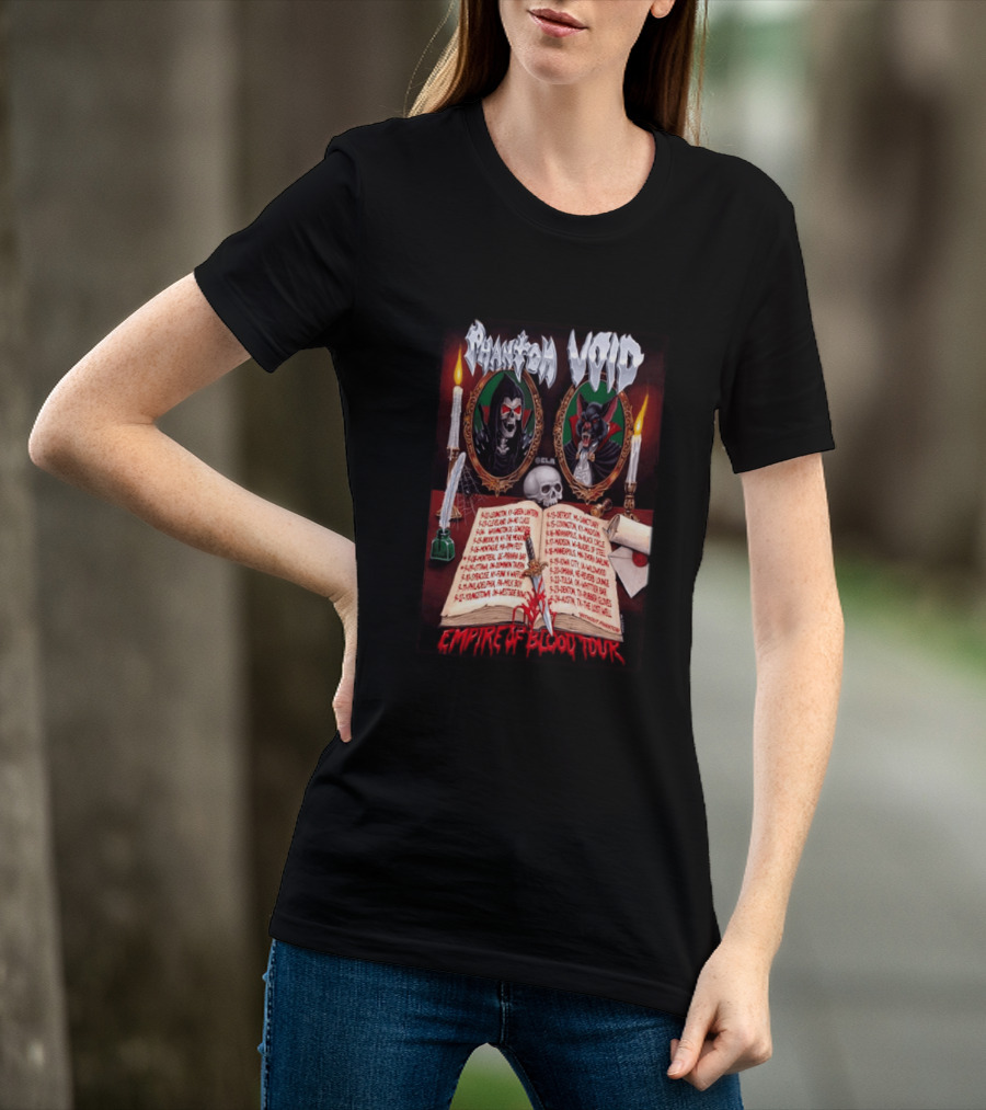 Phantom VOID 2026 Empire Of Blood Tour Dates And Locations Featuring Vampire Imagery And Candles T-Shirt
