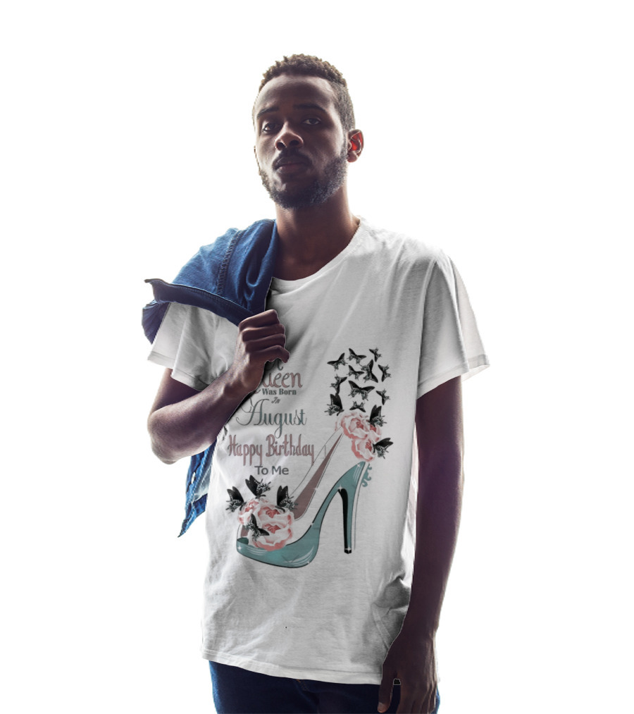 A Queen Was Born In August Happy Birthday To Me Red Floral Heel T-Shirt