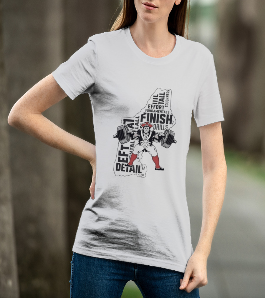 Pat Patriot Colonial Barbell Finish Drill Effort Detail T-Shirt