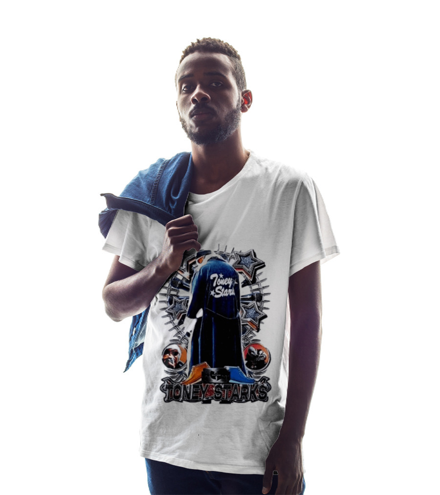 Toney Starks Blue Coat Star Motif Back Cover Art With Big Pun T-Shirt