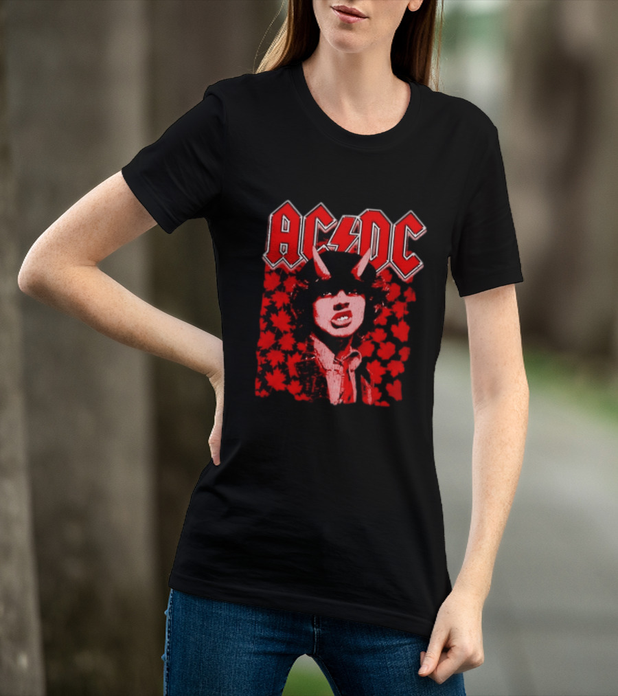 AC DC Pwr Up Canada 2026 Tour Rock Band Maple Leaf T-Shirt