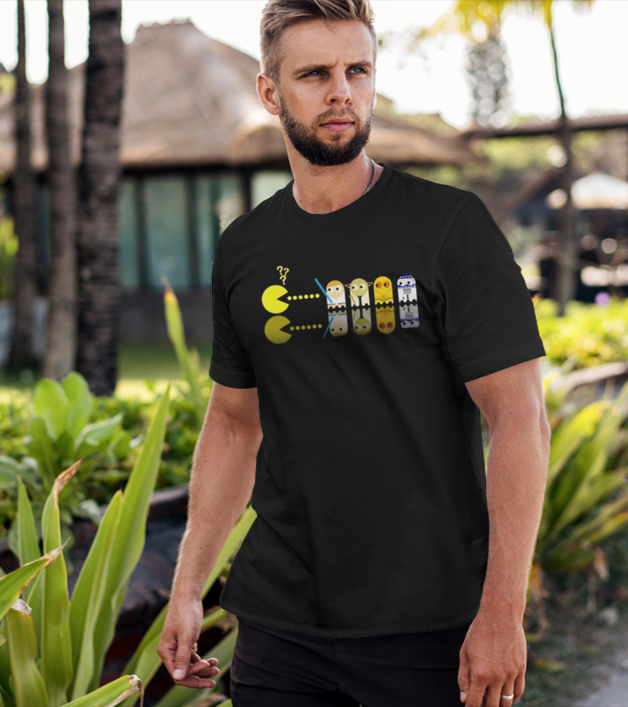 Pac Man Star Wars Crossover Luke Skywalker Yoda R2D2 T-Shirt