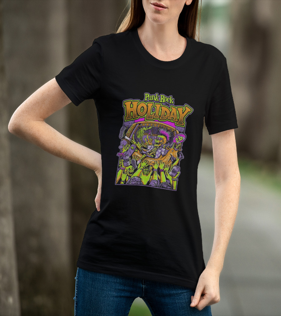 Punk Rock Holiday Skeleton Goat Crowd Surfing Music Festival 26 Summer T-Shirt