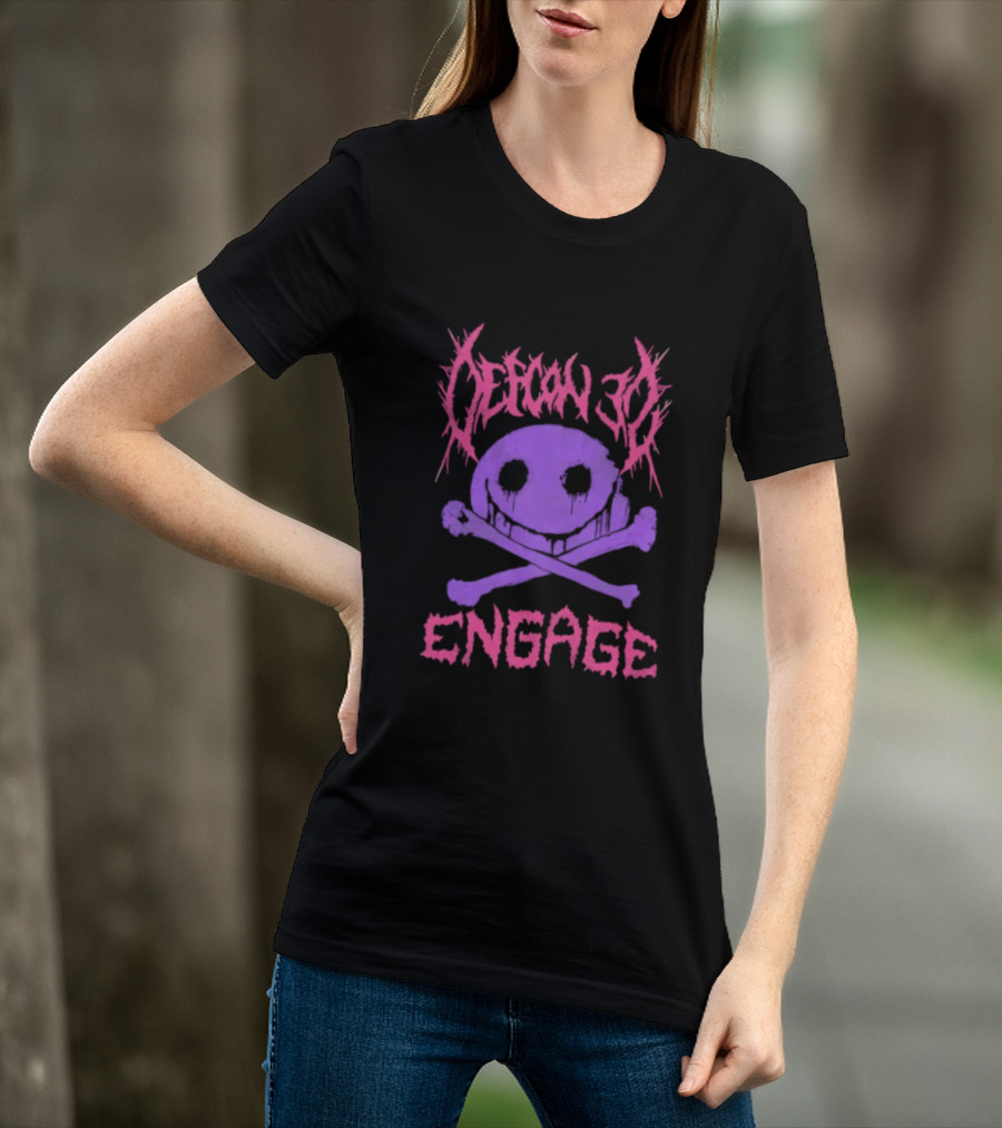 Defcon 30 Engage Purple Metal Skull Smiley T-Shirt