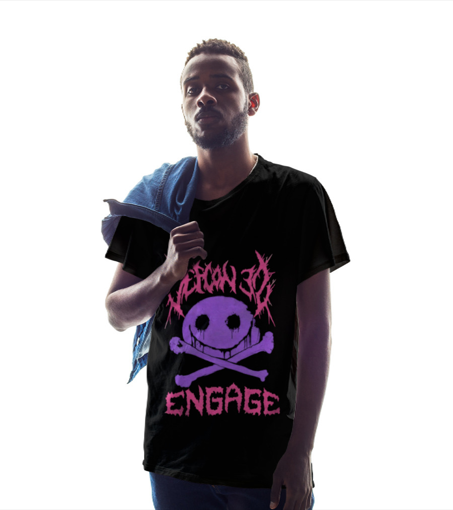 Defcon 30 Engage Purple Metal Skull Smiley T-Shirt