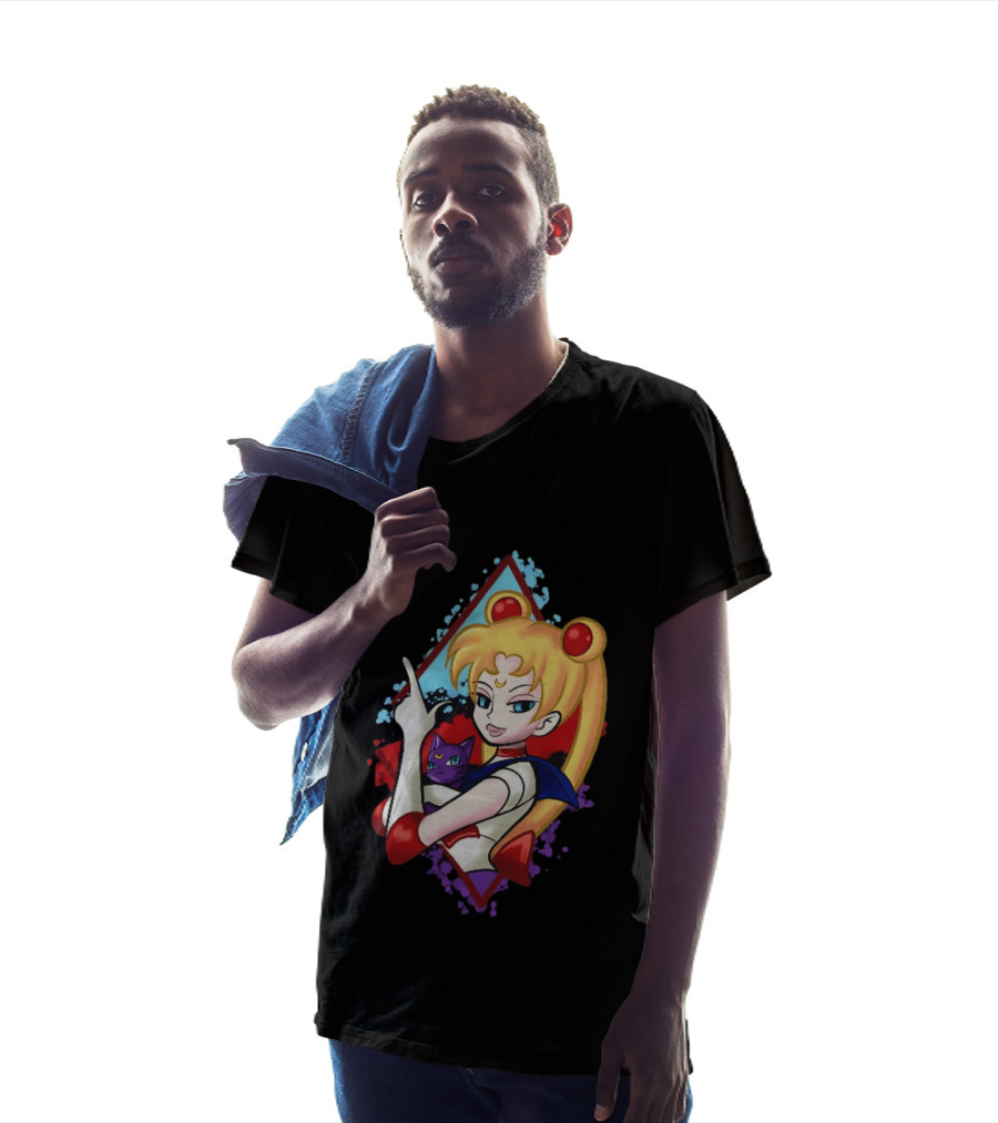 Sailor Moon With Luna Cat Anime Manga T-Shirt