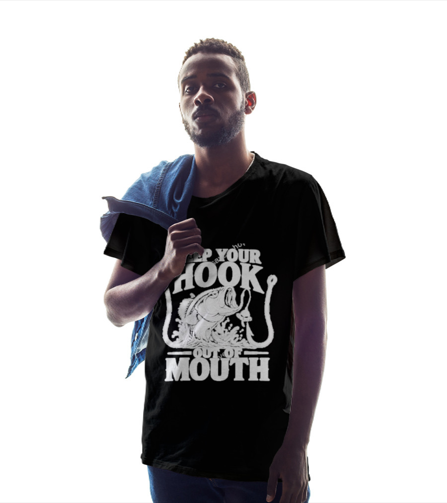 Keep Your Hook Out Of Mouth Bass Angling Water Splash Distressed T-Shirt