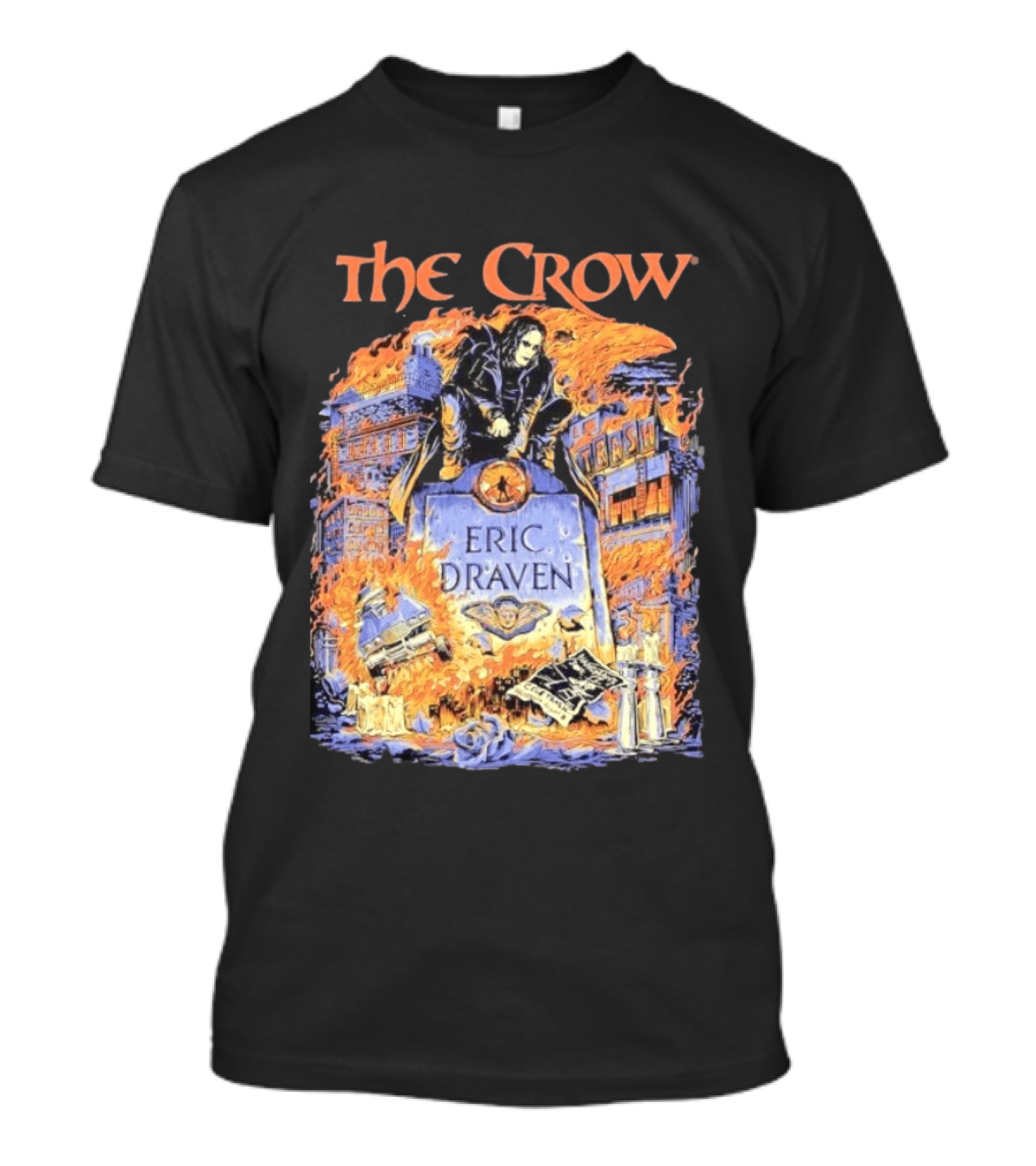 The Crow Eric Draven Devil's Night Trash City Buildings Flames T-Shirt