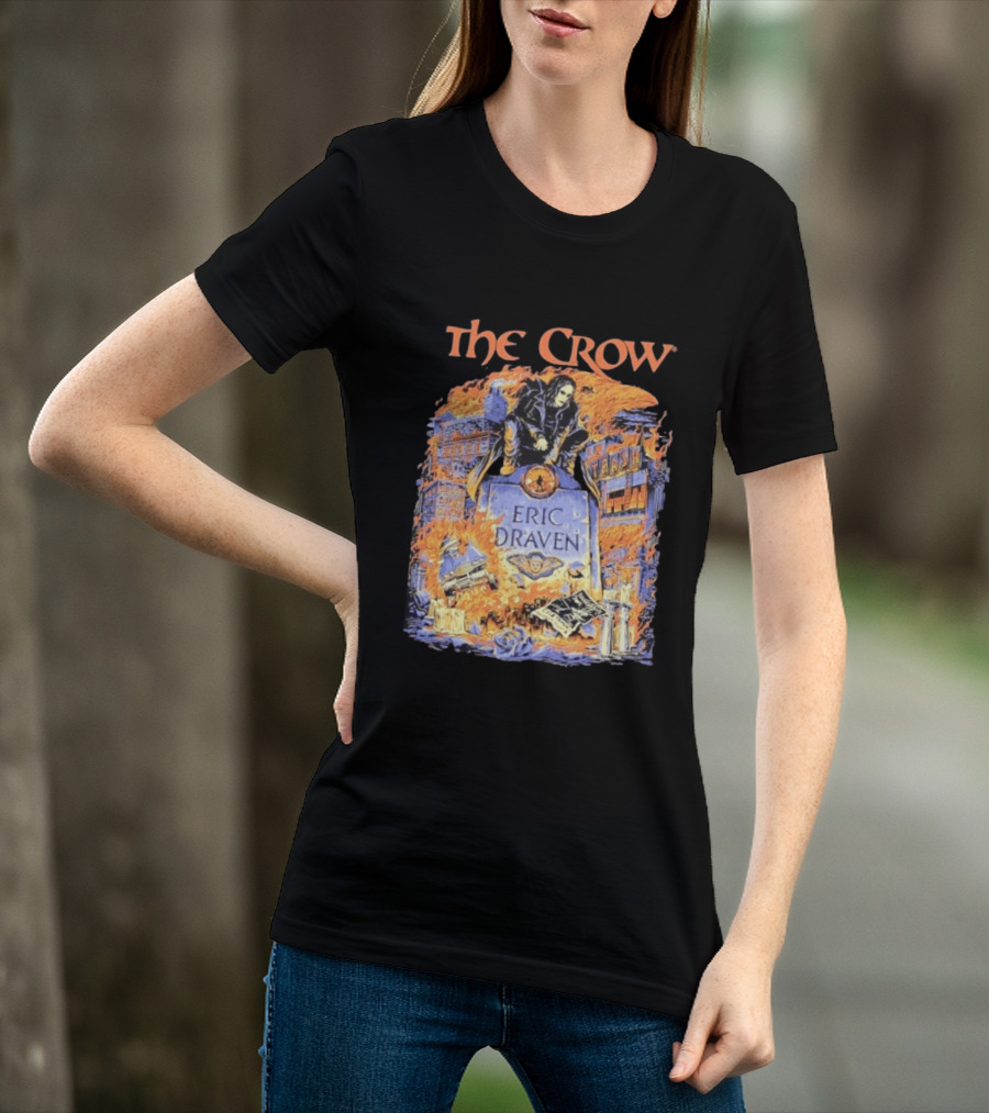 The Crow Eric Draven Devil's Night Trash City Buildings Flames T-Shirt