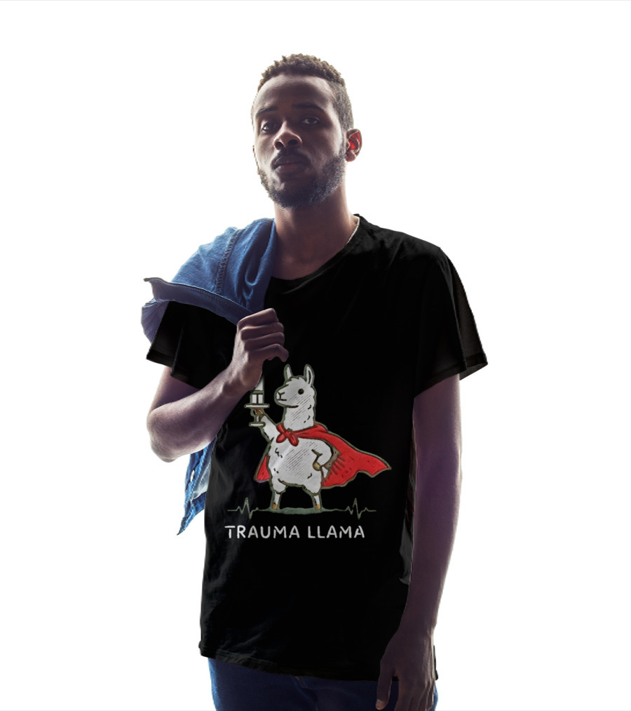 Trauma Llama Nurse Superhero Holding Syringe T-Shirt