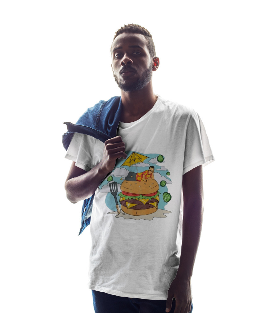 Bob Belcher Relaxing On Giant Burger With Lettuce Clouds And Spatula Bob's Burgers T-Shirt