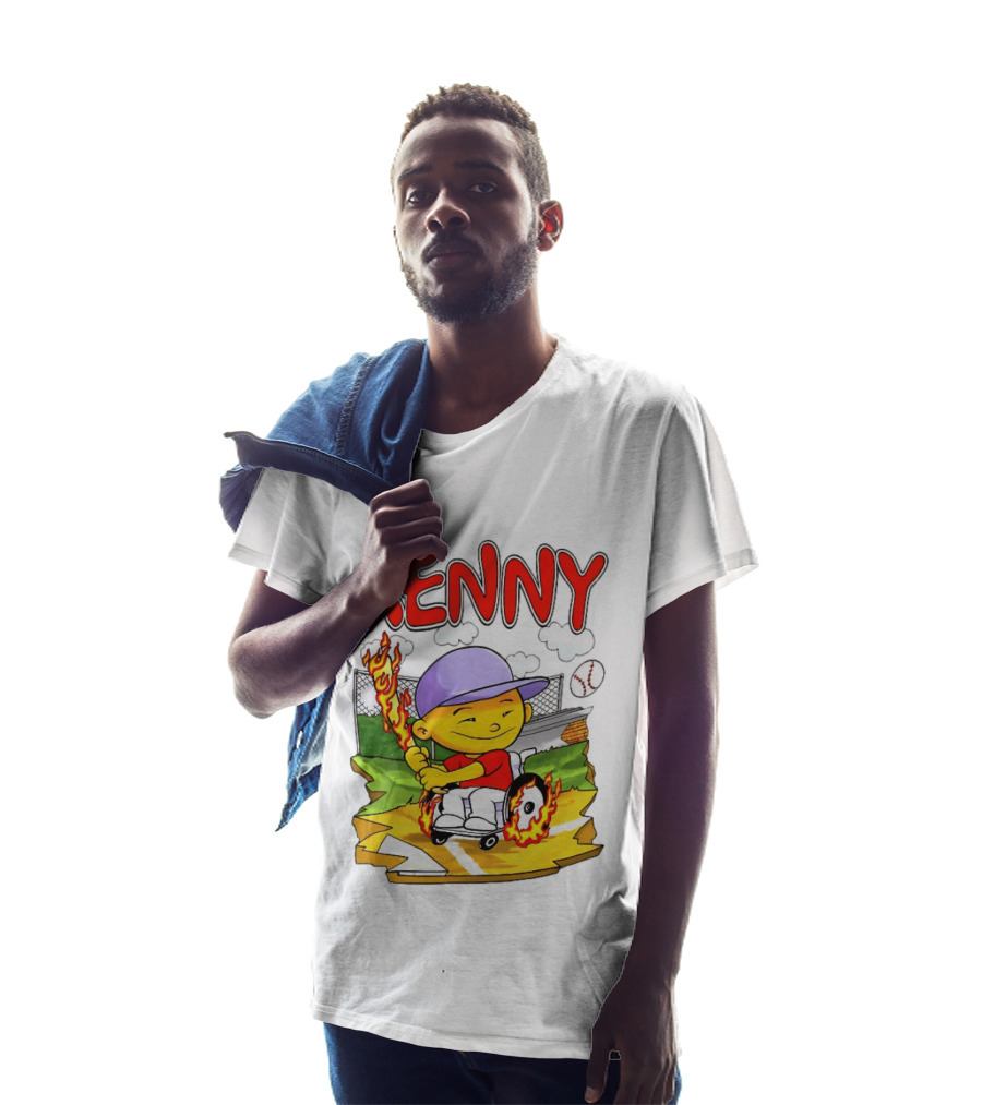Kenny Kawaguchi Backyard Baseball Character Wheelchair Flames T-Shirt