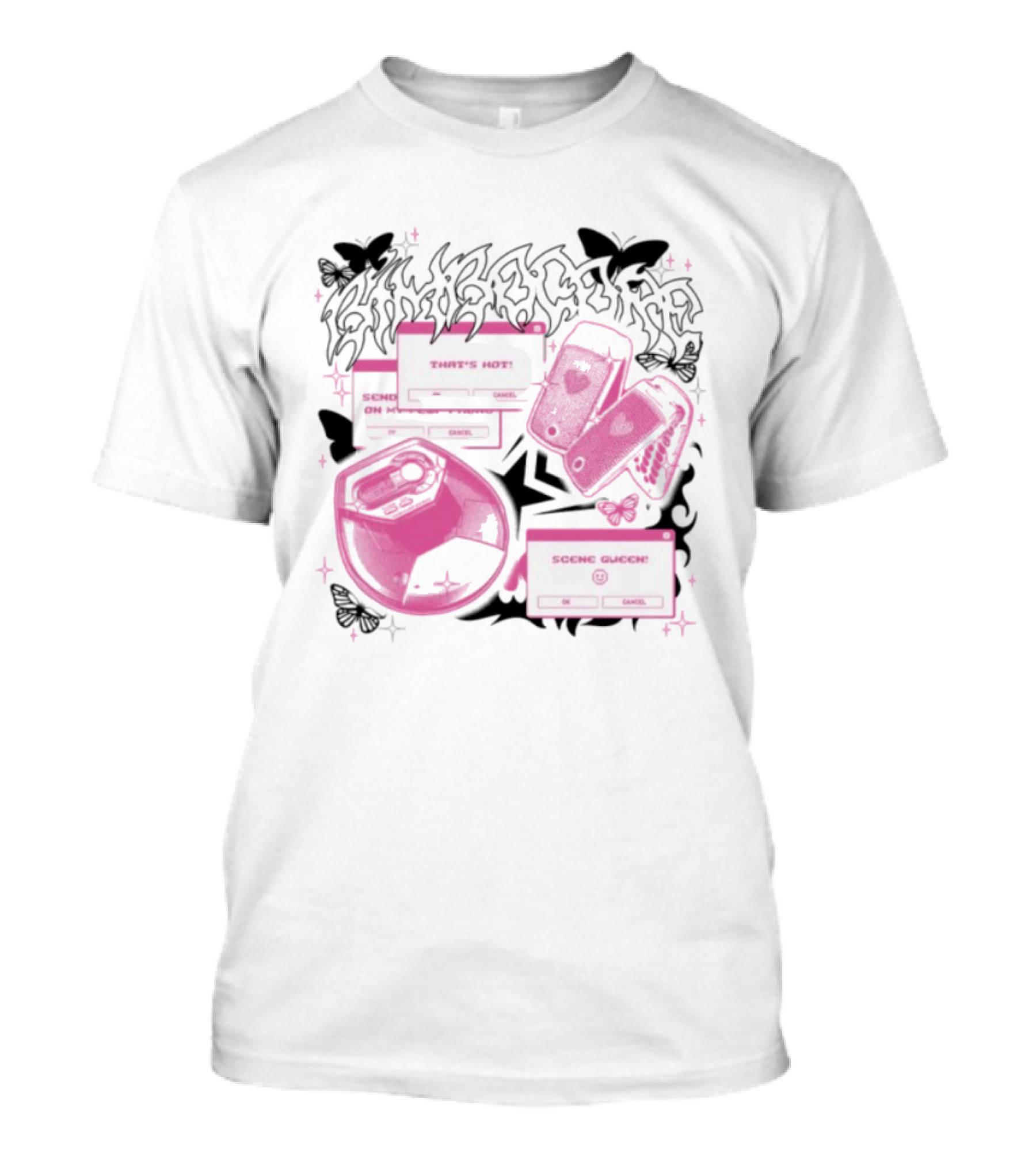 Nuclear Blast Store Bimbocore Y2K Scene Queen That's Hot Cancel Pink Butterfly Aesthetic T-Shirt