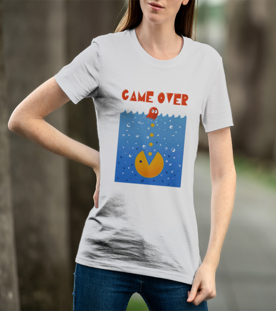 Pac Man Game Over Underwater Ghost Retro Gaming T-Shirt