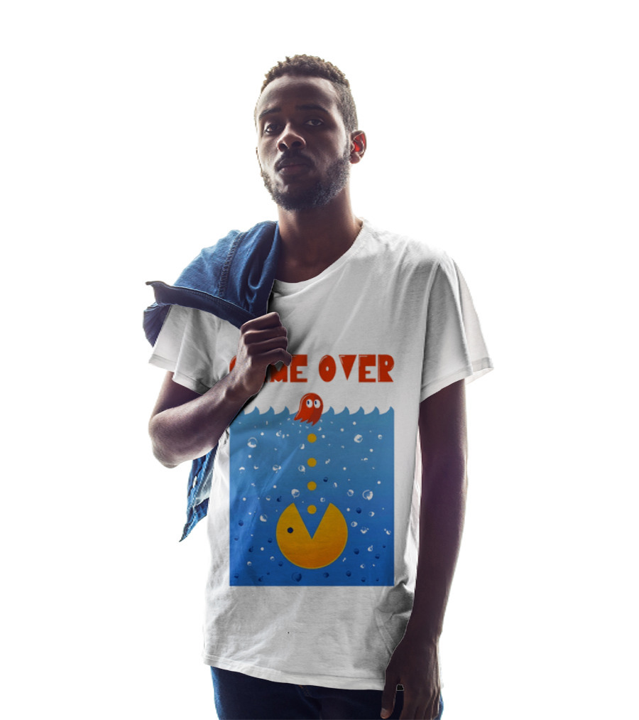 Pac Man Game Over Underwater Ghost Retro Gaming T-Shirt